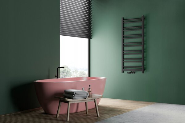 Regnis Retro, element electric de încălzire 540x1280 mm, 600W, negru mat, RETRO1280/540/D500/BLACK/ELE