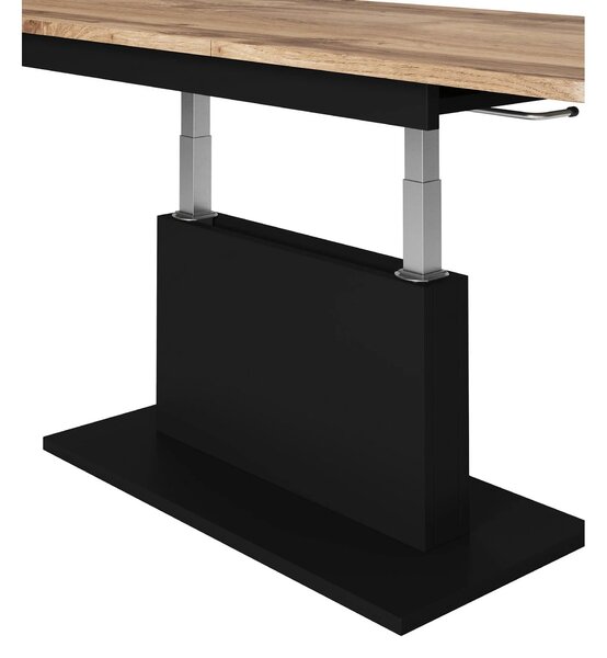 Masa extensibila BUSETTI, wotan/negru mat, PAL, 126/167x70x56/74 cm