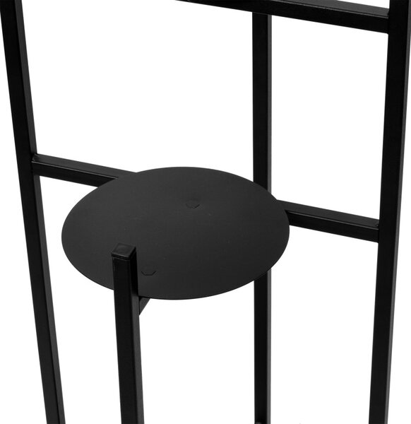 Suport inalt pentru plante, capacitate 3 ghivece, constructie metalica, 80x36x19 cm, negru mat
