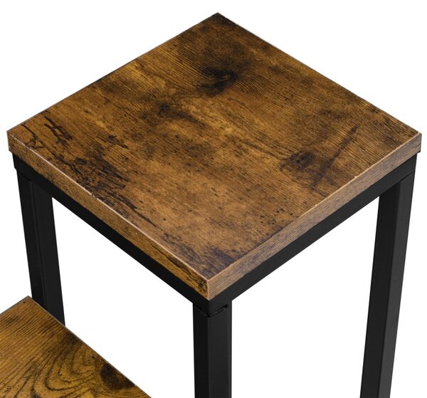 Suport de flori rustic, 3 rafturi inaltimi diferite, constructie otel, placi 17x17 cm