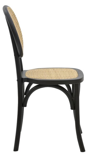 Scaun Zoel negru din lemn de fag si ratan natural 45x52x82 cm