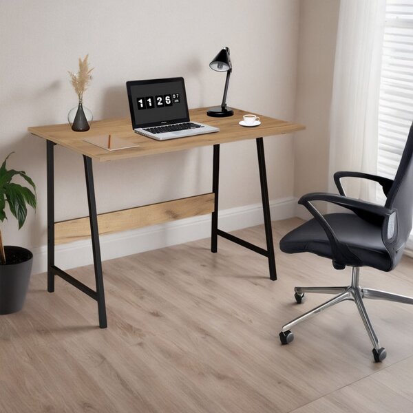 Birou pentru laptop, picioare inclinate, blat laminat, cadru otel, maxim 25 kg, 100x73.5x50 cm