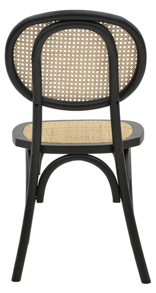 Scaun Zoel negru din lemn de fag si ratan natural 45x52x82 cm