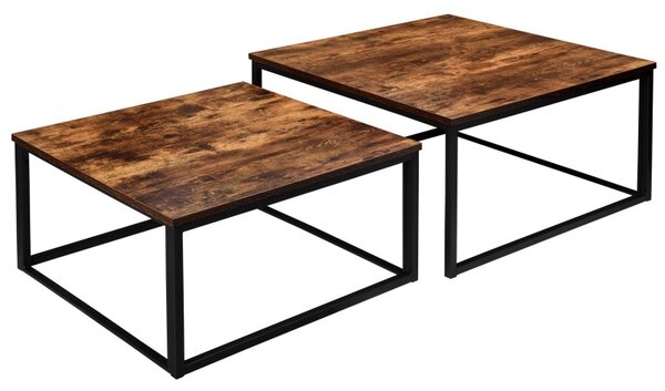 Set 2 masute de cafea, stil industrial, dimensiuni diferite, constructie otel, placi laminate