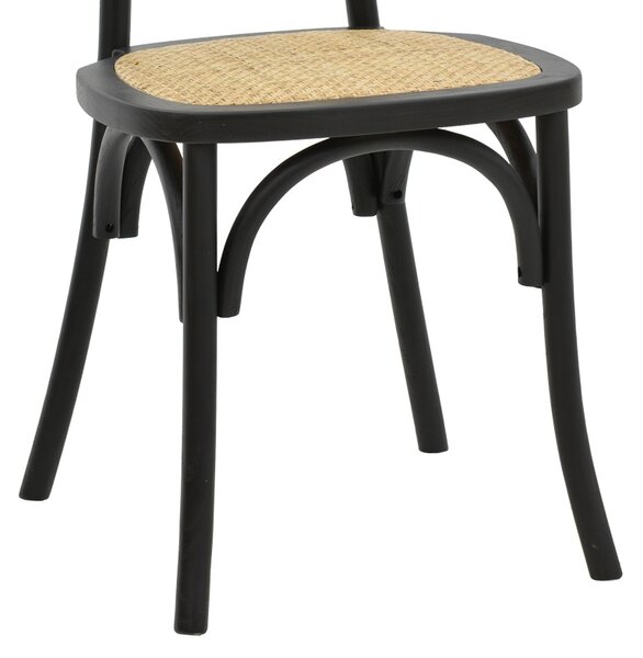 Scaun Zoel negru din lemn de fag si ratan natural 45x52x82 cm