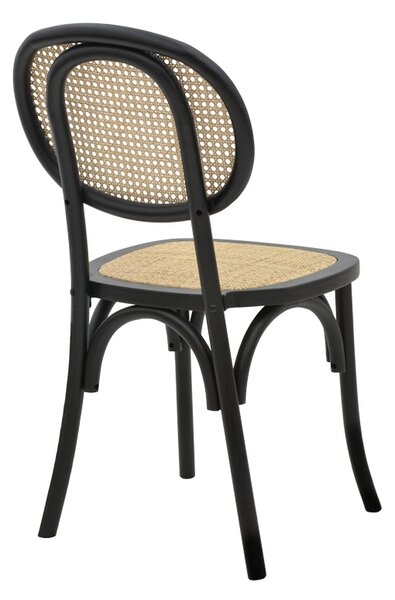 Scaun Zoel negru din lemn de fag si ratan natural 45x52x82 cm