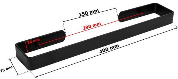 Suport pentru prosoape, latime 40 cm, montare orizontala sau verticala, aluminiu negru mat