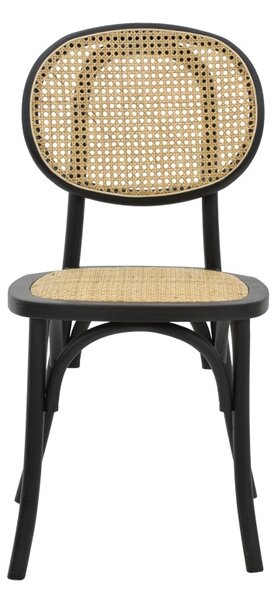 Scaun Zoel negru din lemn de fag si ratan natural 45x52x82 cm