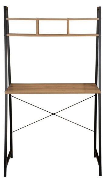 Masa de birou cu etajera, stil vintage, cadru stabil, blat laminat, inaltime 142 cm, blat 80x46x1.5 cm