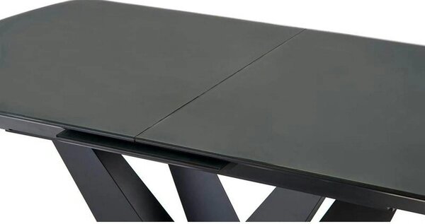 Masa extensibila din sticla/otel PATRIZIO, negru, 160/200x90x77 cm