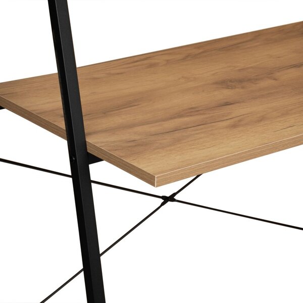 Masa de birou cu etajera, stil vintage, cadru stabil, blat laminat, inaltime 142 cm, blat 80x46x1.5 cm