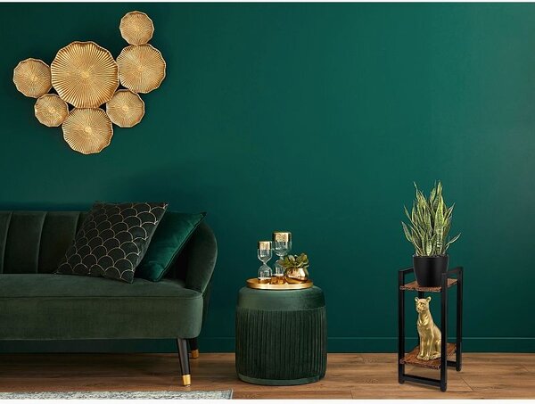 Suport dublu pentru flori, inaltime 56 cm, sarcina maxima 20 kg, otel, rafturi laminate stejar