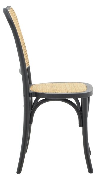 Scaun Zozele ratan natural pe lemn negru 45x51x88 cm