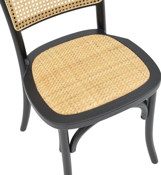 Scaun Zozele ratan natural pe lemn negru 45x51x88 cm