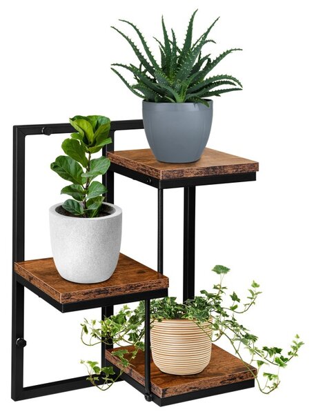 Suport de flori suspendat, 3 rafturi pentru ghivece, constructie otel, 45x32,5x19 cm
