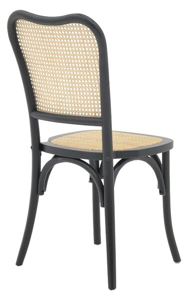 Scaun Zozele ratan natural pe lemn negru 45x51x88 cm