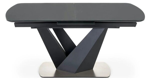 Masa extensibila din sticla/otel PATRIZIO, negru, 160/200x90x77 cm
