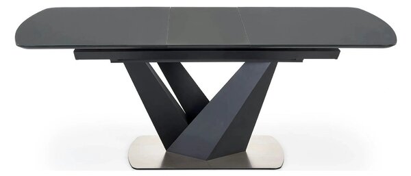 Masa extensibila din sticla/otel PATRIZIO, negru, 160/200x90x77 cm