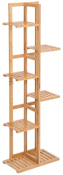 Suport de flori din bambus natural, model HERVEL, 7 rafturi, sarcina maxima 24.5 kg, lemn lacuit