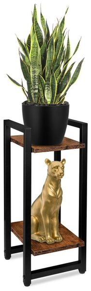 Suport dublu pentru flori, inaltime 56 cm, sarcina maxima 20 kg, otel, rafturi laminate stejar