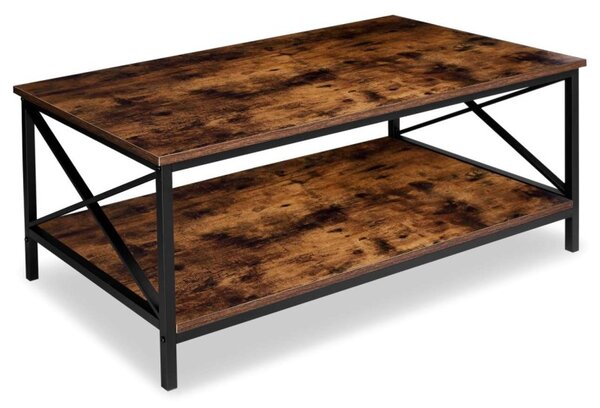 Masuta de cafea, raft inferior, stil industrial, sarcina maxima 40 kg, otel si placi laminate