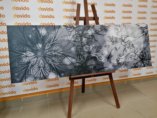 Tablou Mandala florală în design alb-negru