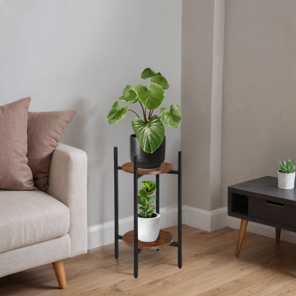 Suport de flori SAMIR RUSTIC, 2 polite, structura metalica, inaltime 61 cm