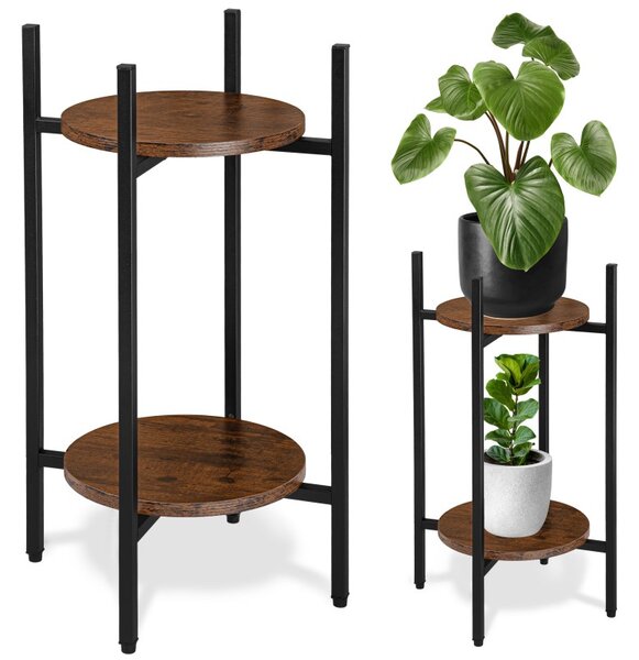 Suport de flori SAMIR RUSTIC, 2 polite, structura metalica, inaltime 61 cm
