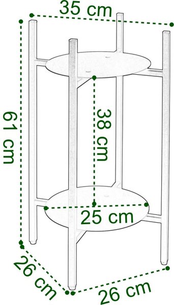 Suport metalic pentru flori, pentru doua ghivece, inaltime totala 70 cm, negru