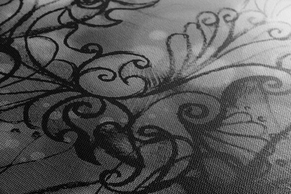 Tablou Mandala florală în design alb-negru