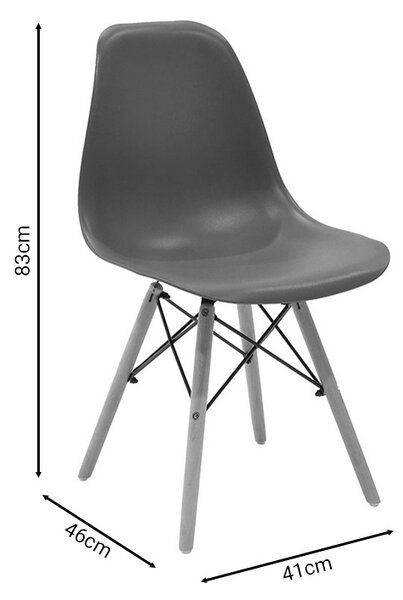 Scaun Julita plastic PP maro picioare naturale 41x46x41+ cm