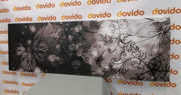 Tablou Mandala florală în design alb-negru