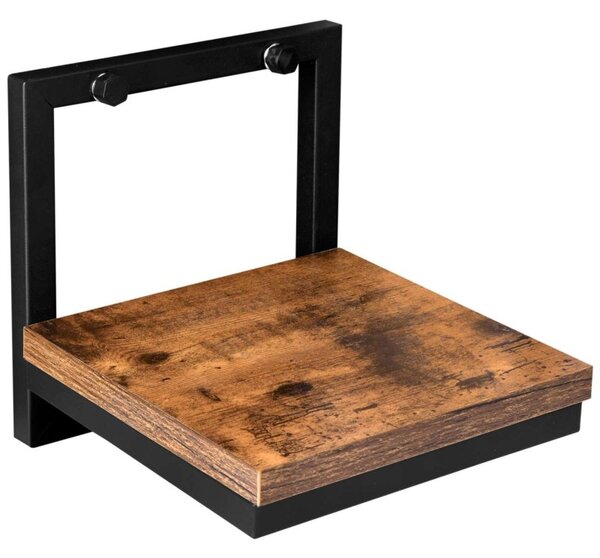 Suport de perete pentru plante, stil rustic, sarcina maxima 5 kg, otel si placa laminata 17,5x17,5 cm, culoare stejar