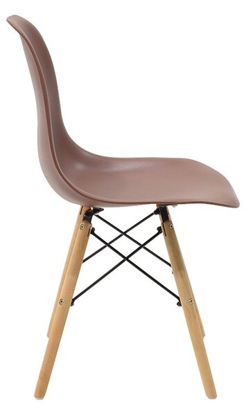 Scaun Julita plastic PP maro picioare naturale 41x46x41+ cm