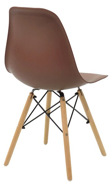 Scaun Julita plastic PP maro picioare naturale 41x46x41+ cm