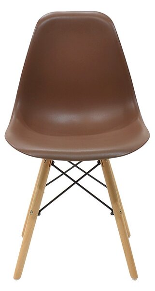 Scaun Julita plastic PP maro picioare naturale 41x46x41+ cm