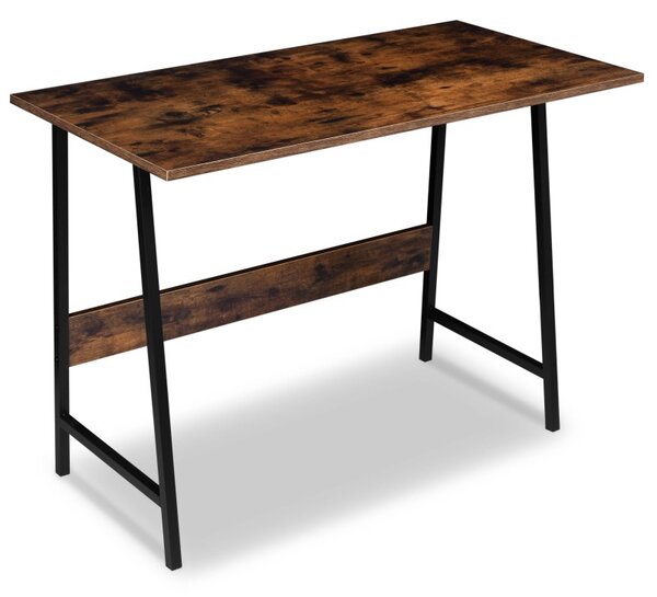 Birou pentru laptop, cadru otel si blat in stil rustic, maxim 25 kg, negru/stejar