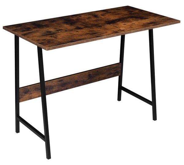 Birou pentru laptop, cadru otel si blat in stil rustic, maxim 25 kg, negru/stejar