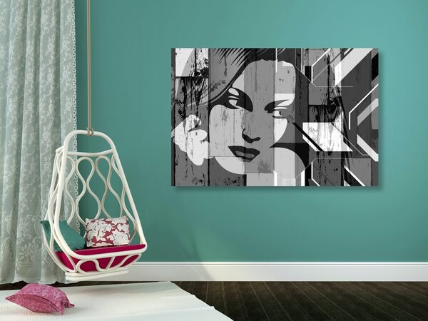 Tablou portretul femei în design alb-negru