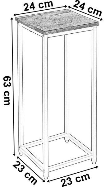 Suport pentru flori, model ARBEN CRAFT, raft laminat, inaltime 63 cm, stejar/alb