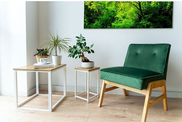 Suport metalic pentru flori, raft laminat in culoarea stejarului, maxim 10 kg, inaltime 42.5 cm