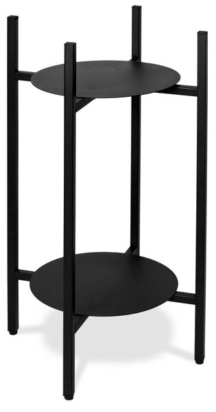 Suport metalic pentru flori, pentru doua ghivece, inaltime totala 70 cm, negru