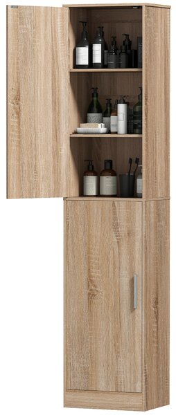 HOMCOM Dulap coloană pentru baie cu 2 compartimente și 6 rafturi reglabile, aspect lemn, 40x35x180 cm, culoare lemn | Aosom Romania