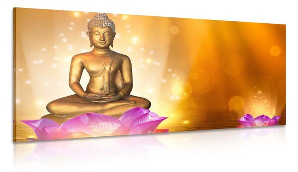 Tablou statuie Buddha pe o floare de lotus
