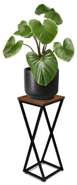 Suport de flori metalic, stil industrial, inaltime 62 cm, placa 24x24 cm