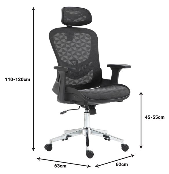 Scaun manager Mergi plasa neagra 62x63x120 cm