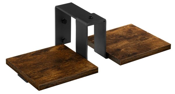 Suport de perete pentru flori, 2 polite, stejar laminat, 16.5 x 41.5 x 19 cm, cadru otel