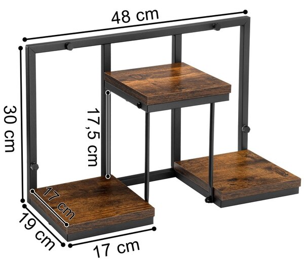 Suport de flori cu 3 polite laminate, raft 17x17 cm, maxim 15 kg, montare perete