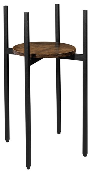 Suport de flori Torre Rustic, design minimalist, cadru otel, raft laminat 25 cm, sustine maxim 20 kg