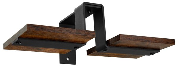 Suport de perete pentru flori, 2 polite, stejar laminat, 16.5 x 41.5 x 19 cm, cadru otel